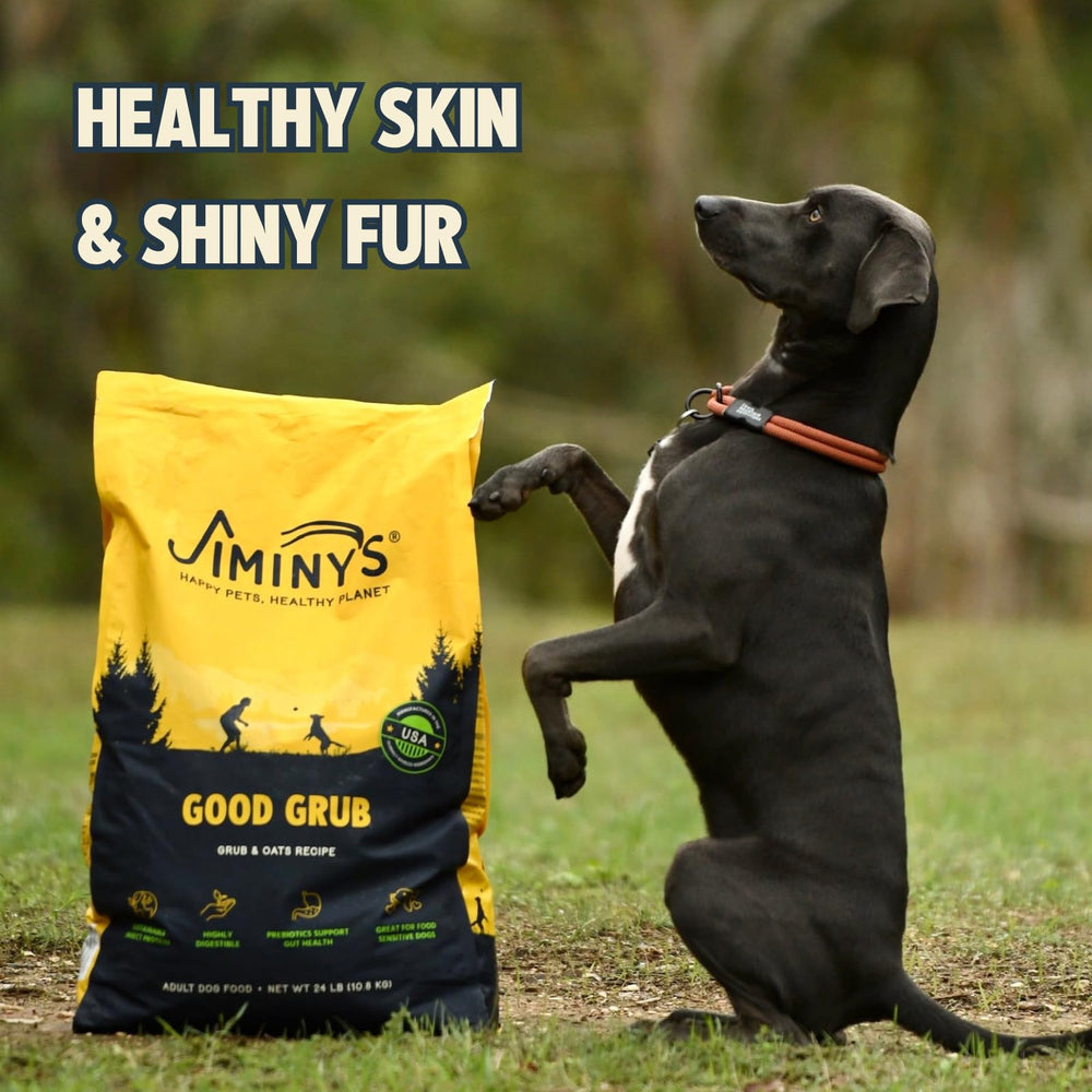 Jiminy's Good Grub alimentation: fabriqué aux États‑Unis avec des ingrédients responsables.