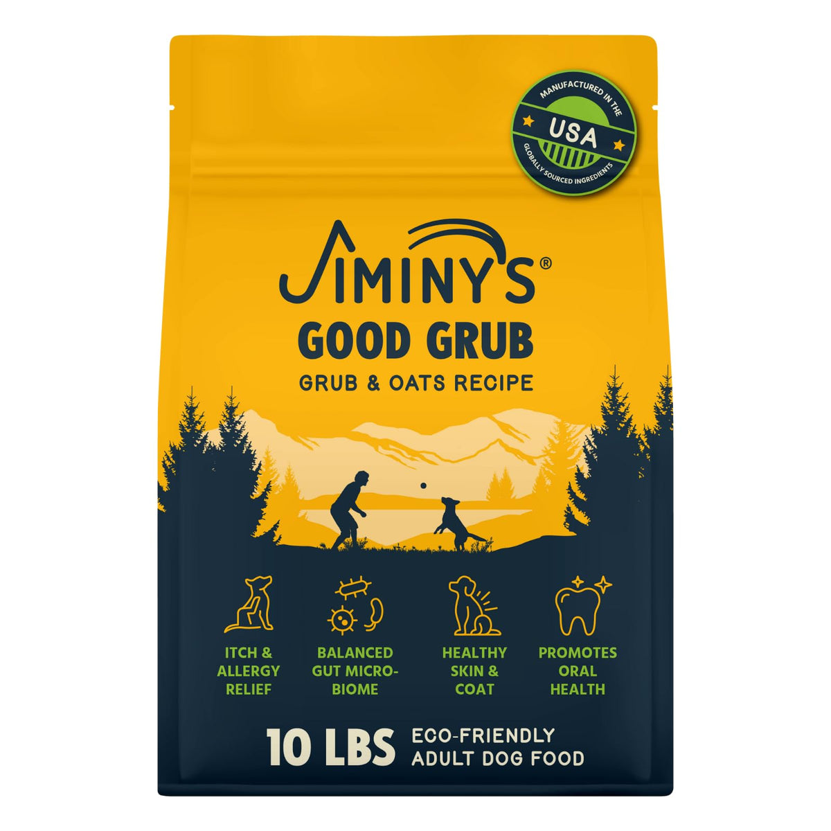 Jiminy's Good Grub sac chien seche: hypoallergénique pour chiens sensibles.
