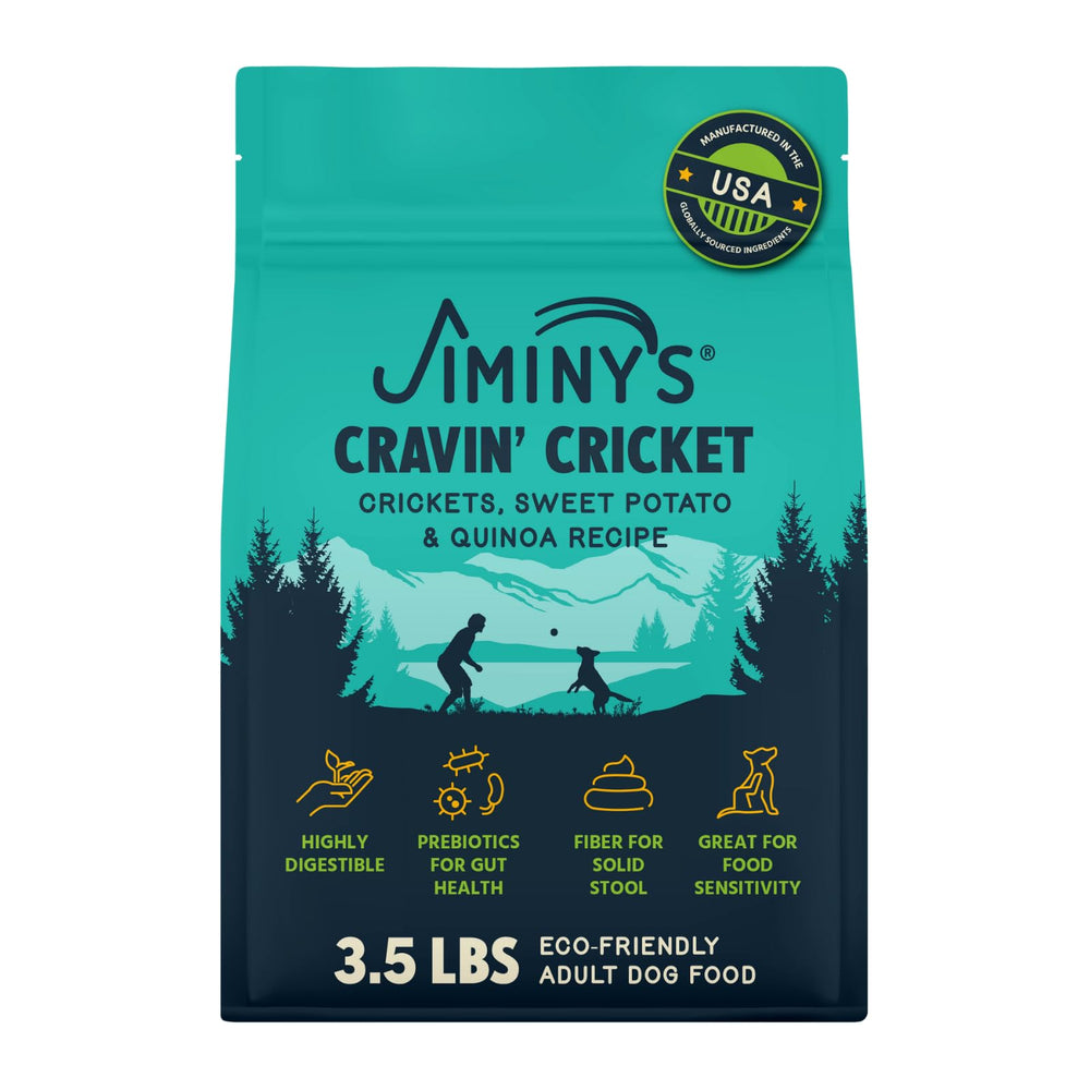 Jiminy's Cravin' Cricket – sac nourriture sèche chien grillon 3,5 lb, pratique.