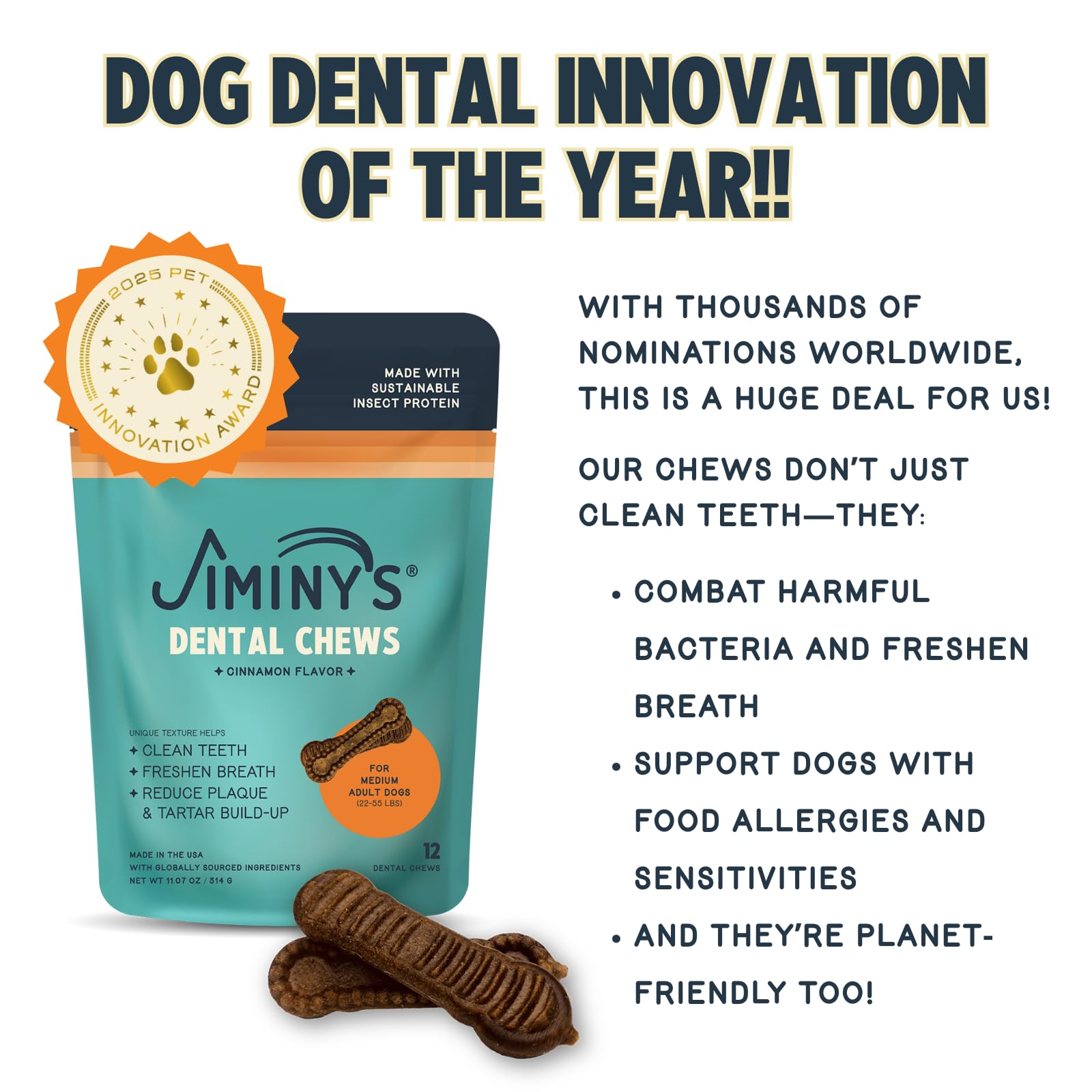 Jiminy's formule sans allergènes poulet blé maïs soja pour chiens sensibles.