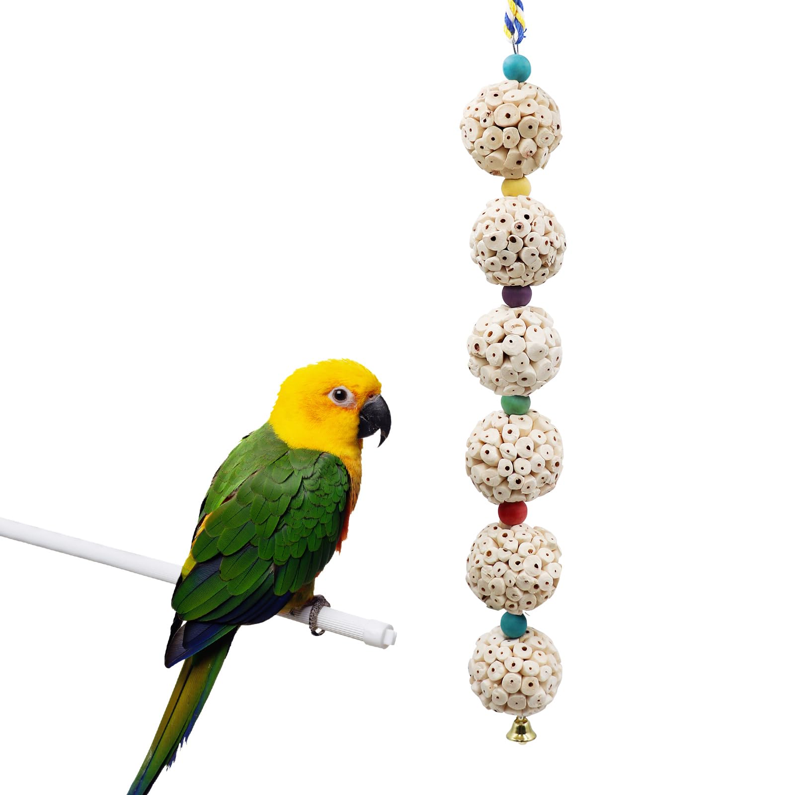 Jinkoozz jouet mastication oiseaux — vue générale, stimule le bec et l'exploration.