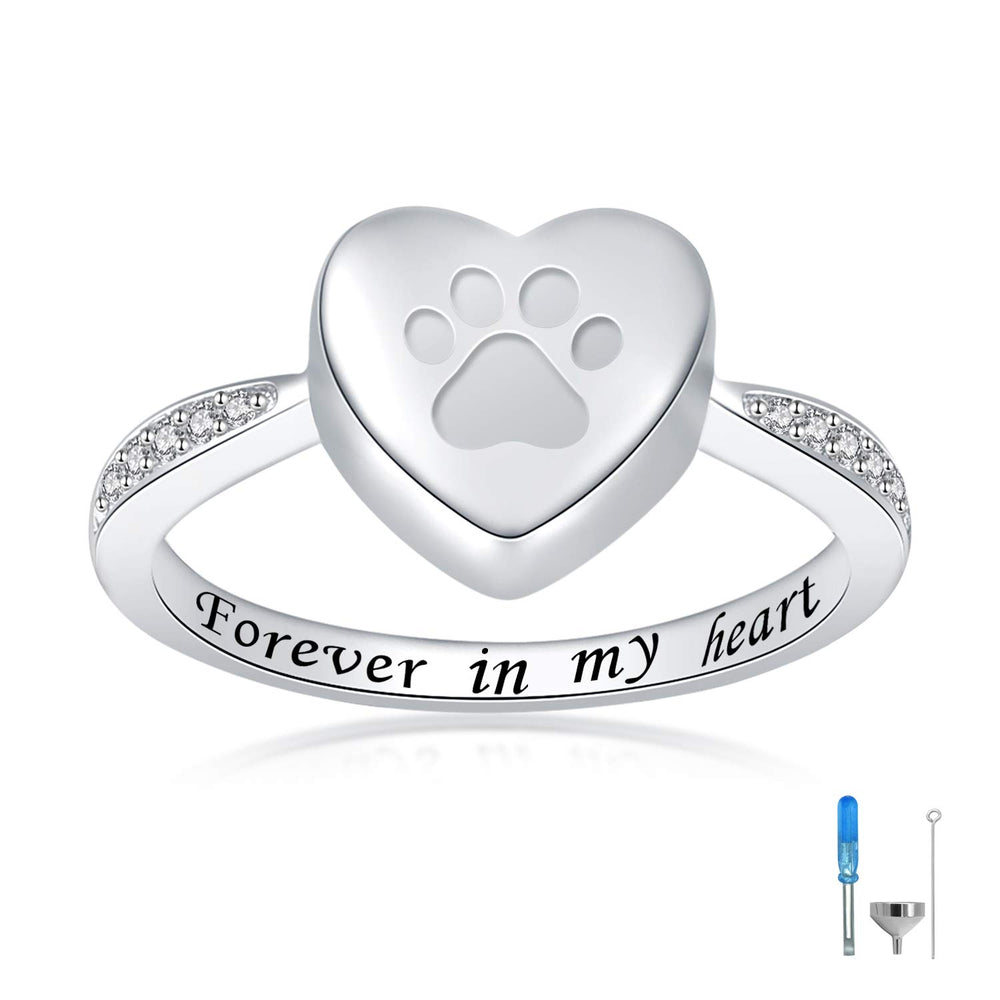 Bague urne Jinlou avec cœur et patte, mémoire durable et élégante.