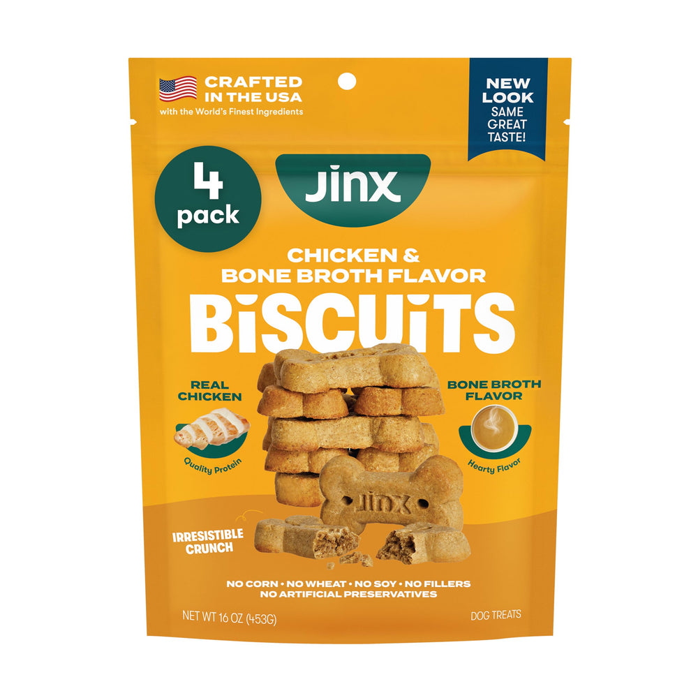 Friandise Jinx biscuits poulet-bouillon-os croustillants pour chien