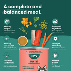 Jinx Saumon Pâté, protéines élevées pour soutenir la masse musculaire.