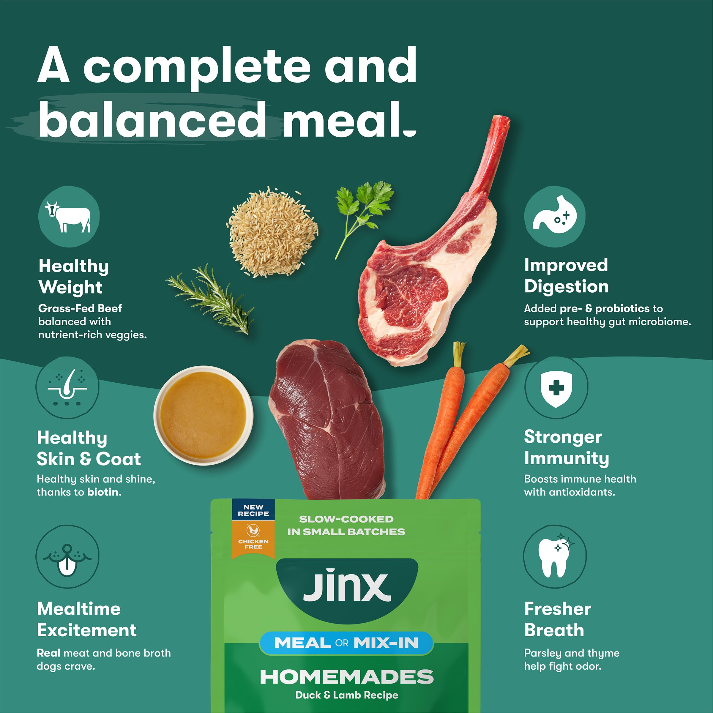 Bouillon d'os Jinx, goût riche et hydratation lors du repas.