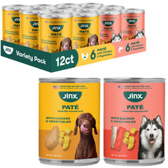 Pack varié Jinx Premium Saumon et Poulet, pâté humide appétissant pour chiens.