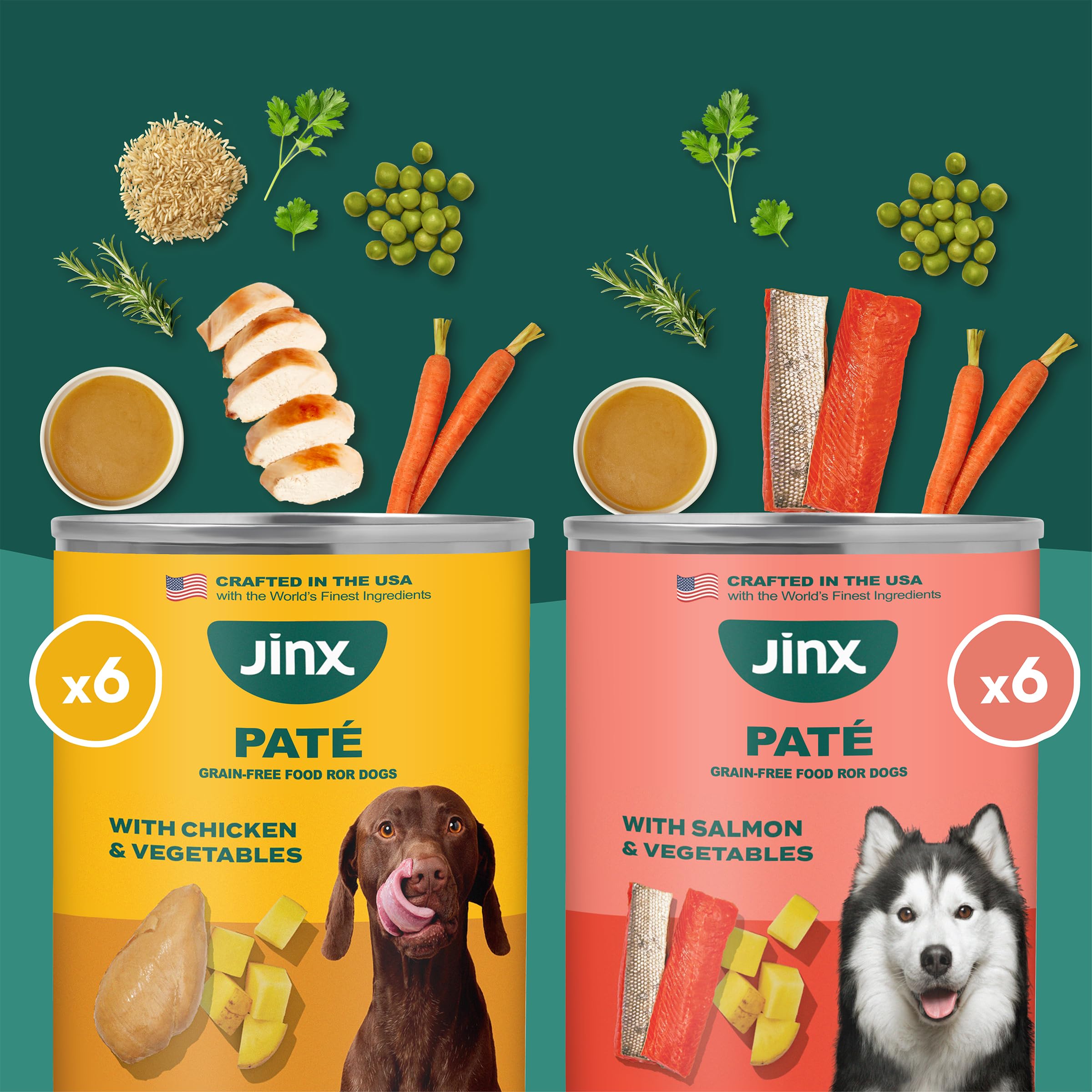 Texture pâté poulet Jinx Premium, option savoureuse pour tous les chiens.
