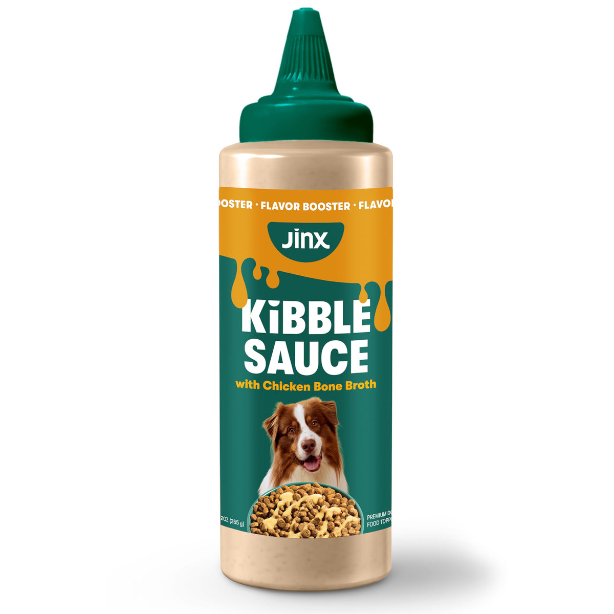 Jinx Sauce – bouteille bouillon de poulet pour chien, stimule l'appétit avec ingrédients naturels.