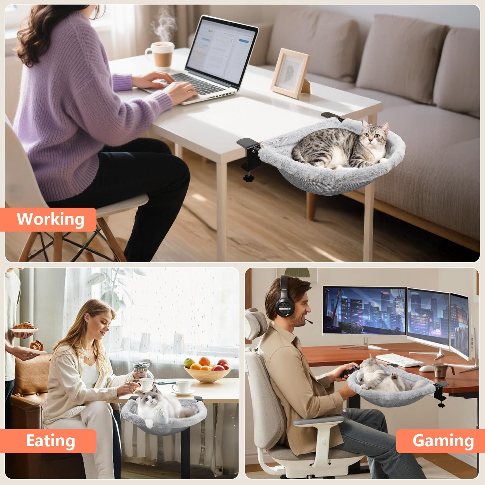 Nettoyage facile et stockage compact du lit-bureau chat