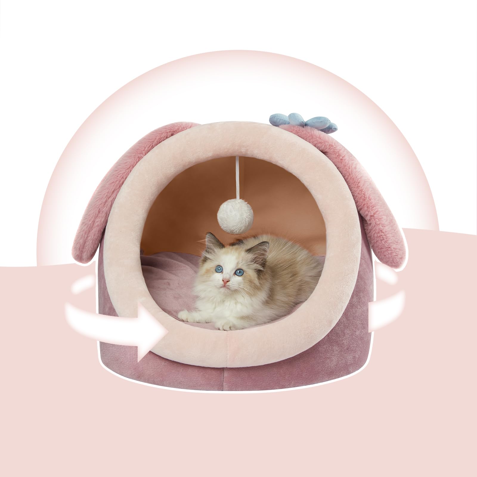 Jiupety déco cabane chat rose, ajout mignon à votre intérieur
