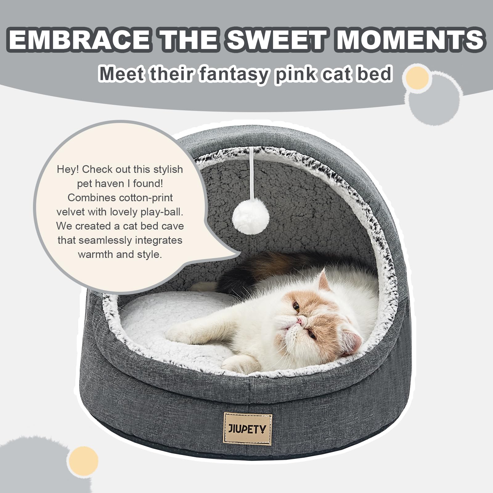 Jiupety taille L 19x17x16 pouces: espace suffisant pour chats.