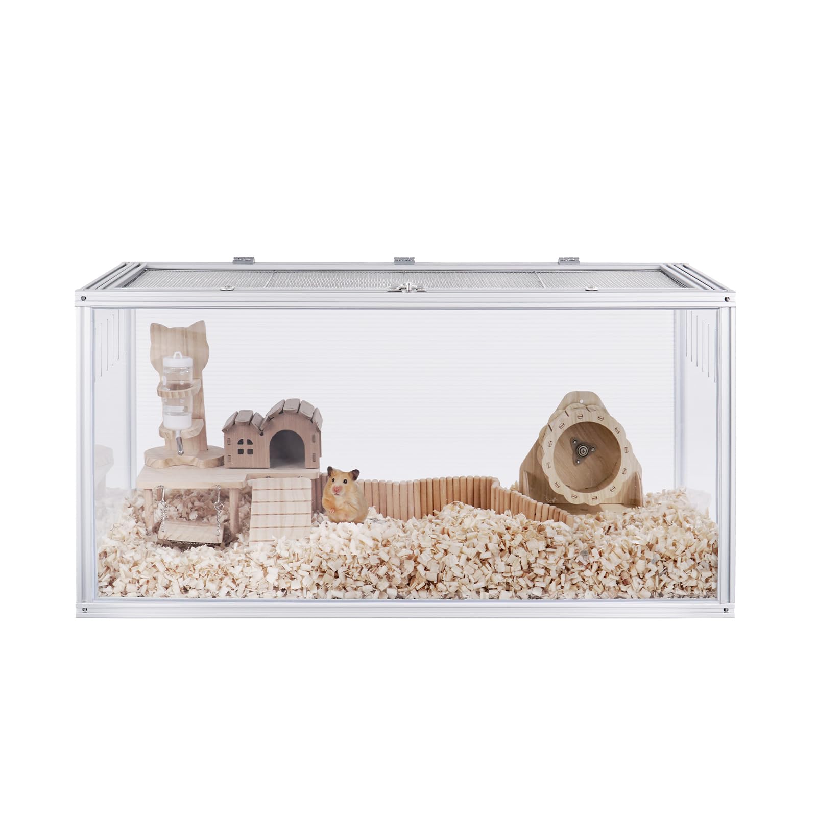 Cage hamster JIWINNER avec face en acrylique pour une vue claire.