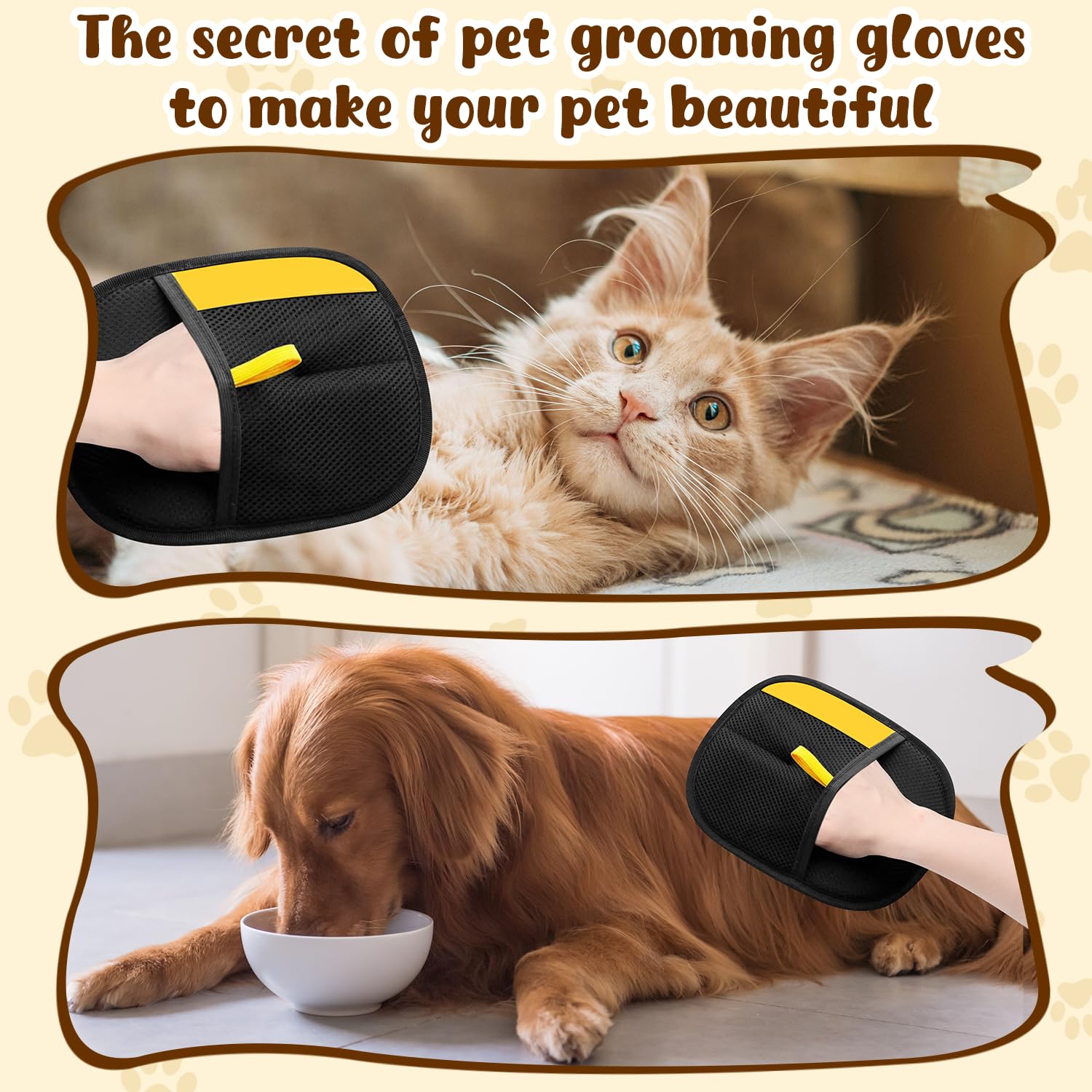 JJpopo gants silicone-TPR, contact doux pour animaux et poils