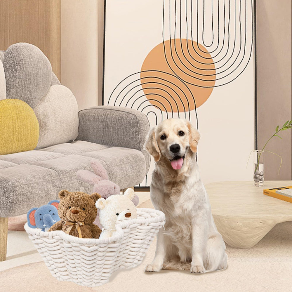 JJSQYLAN Panier en corde de coton naturel, décor élégant et minimaliste.