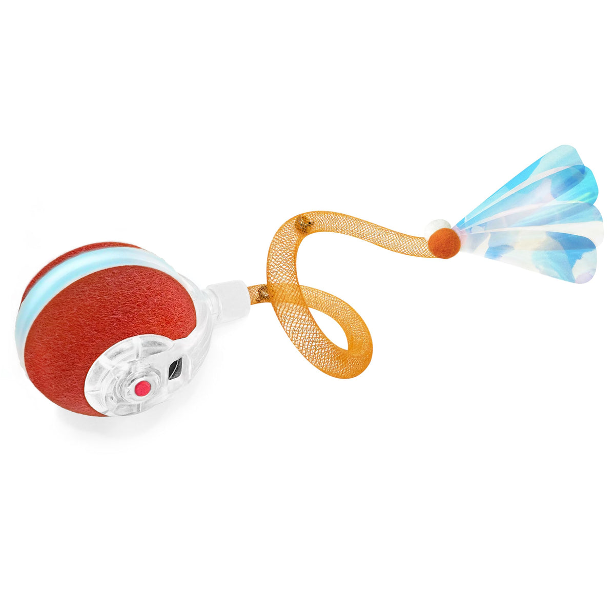Balle chat interactif Jkanti orange, stimulation visuelle et activité ludique pour chats d'intérieur.