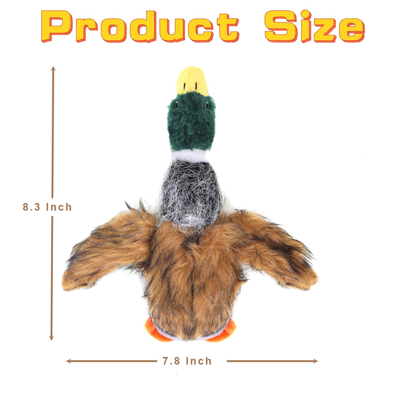 JKW canard colvert peluche dotée d’un sifflet intérieur pour le jeu.