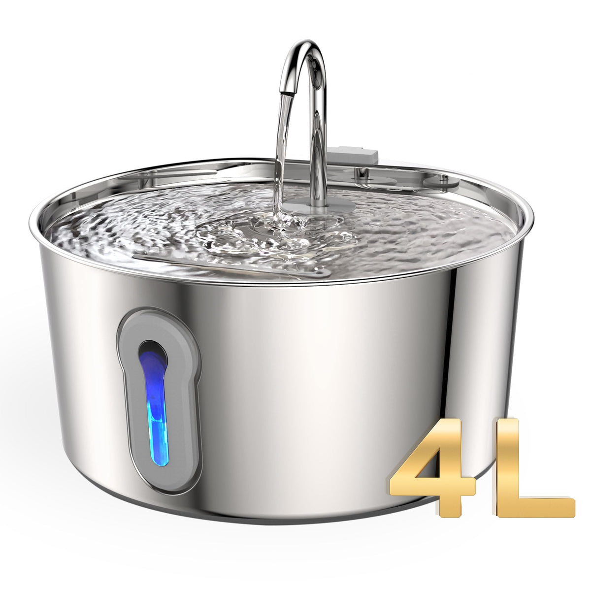 JLVDXN Fontaine chat 4L/135oz en acier inox – réservoir amovible pour remplissage rapide et propre.