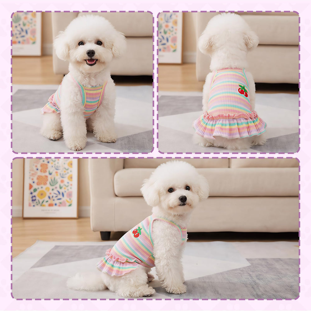 Jmkcoz T-shirt chien rayé rose, vue dos et ajustement agréable