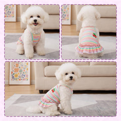 Jmkcoz T-shirt chien rayé rose, vue dos et ajustement agréable