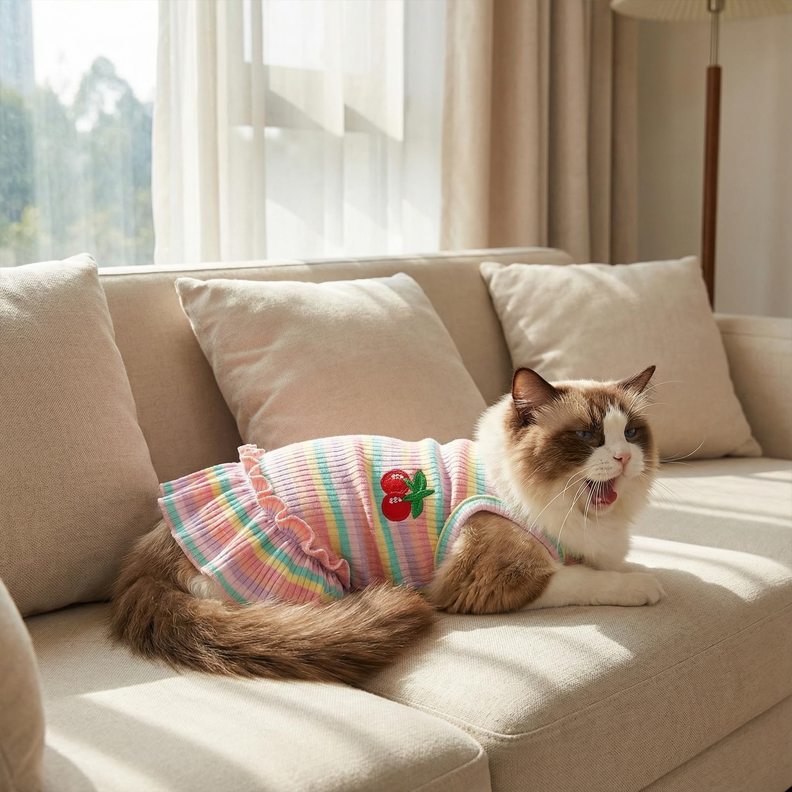 Mode pratique pour petits chiens, T-shirt rayé rose de Jmkcoz