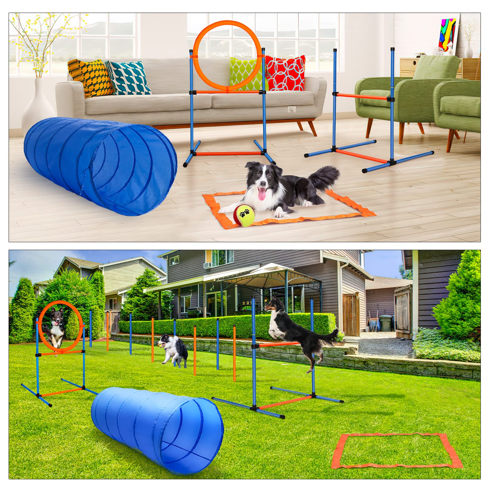 JMMPOO hauteur d'agilité, obstacles ajustables pour toutes tailles de chien.