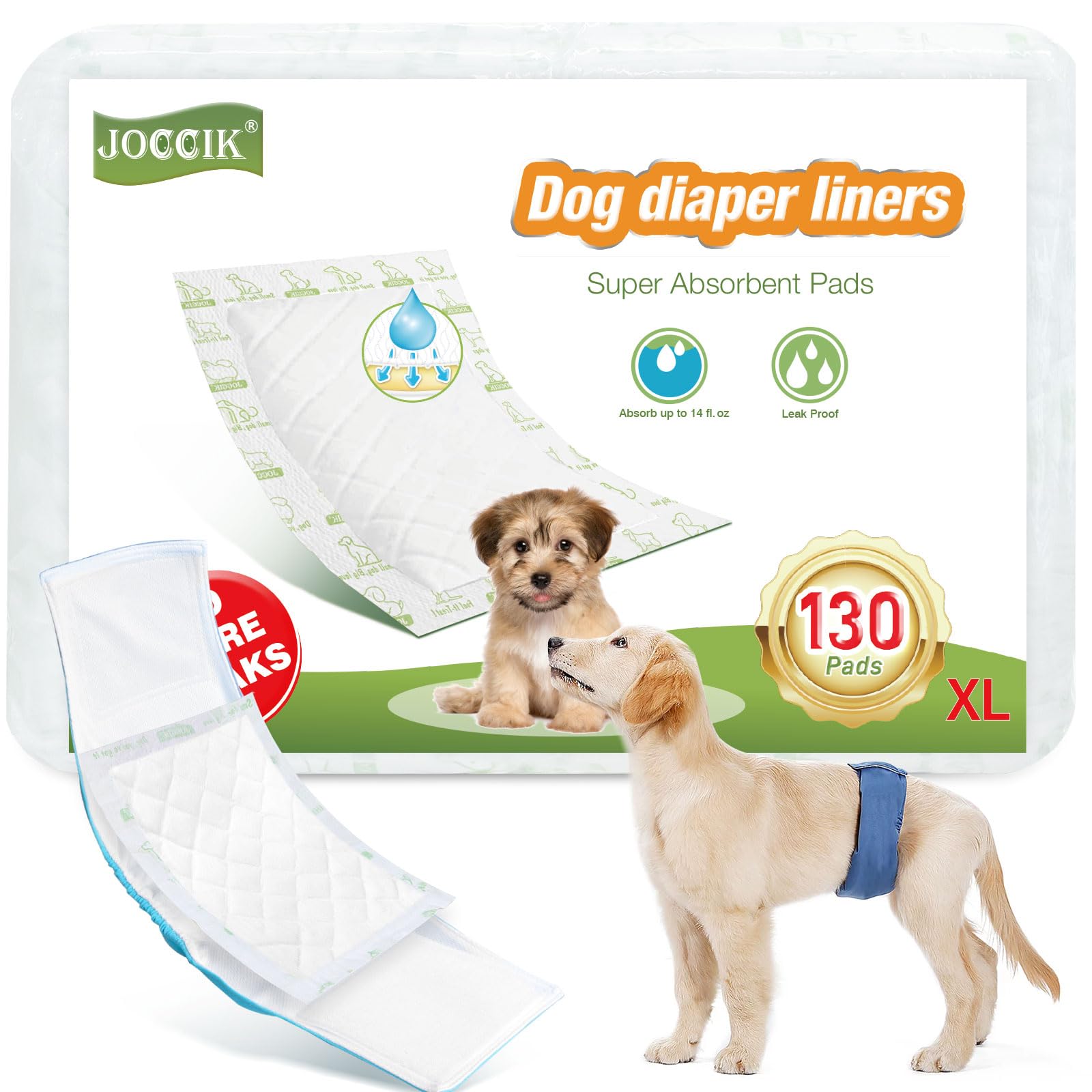JOCCIK liner pour couche chien XL: absorption élevée et protection anti-fuites.