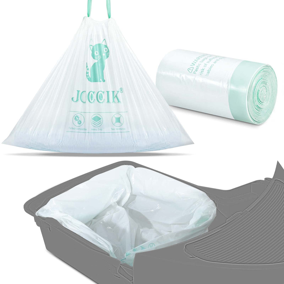 Sacs JOCCIK compatibles robots pour une litiere propre et sans fuite.