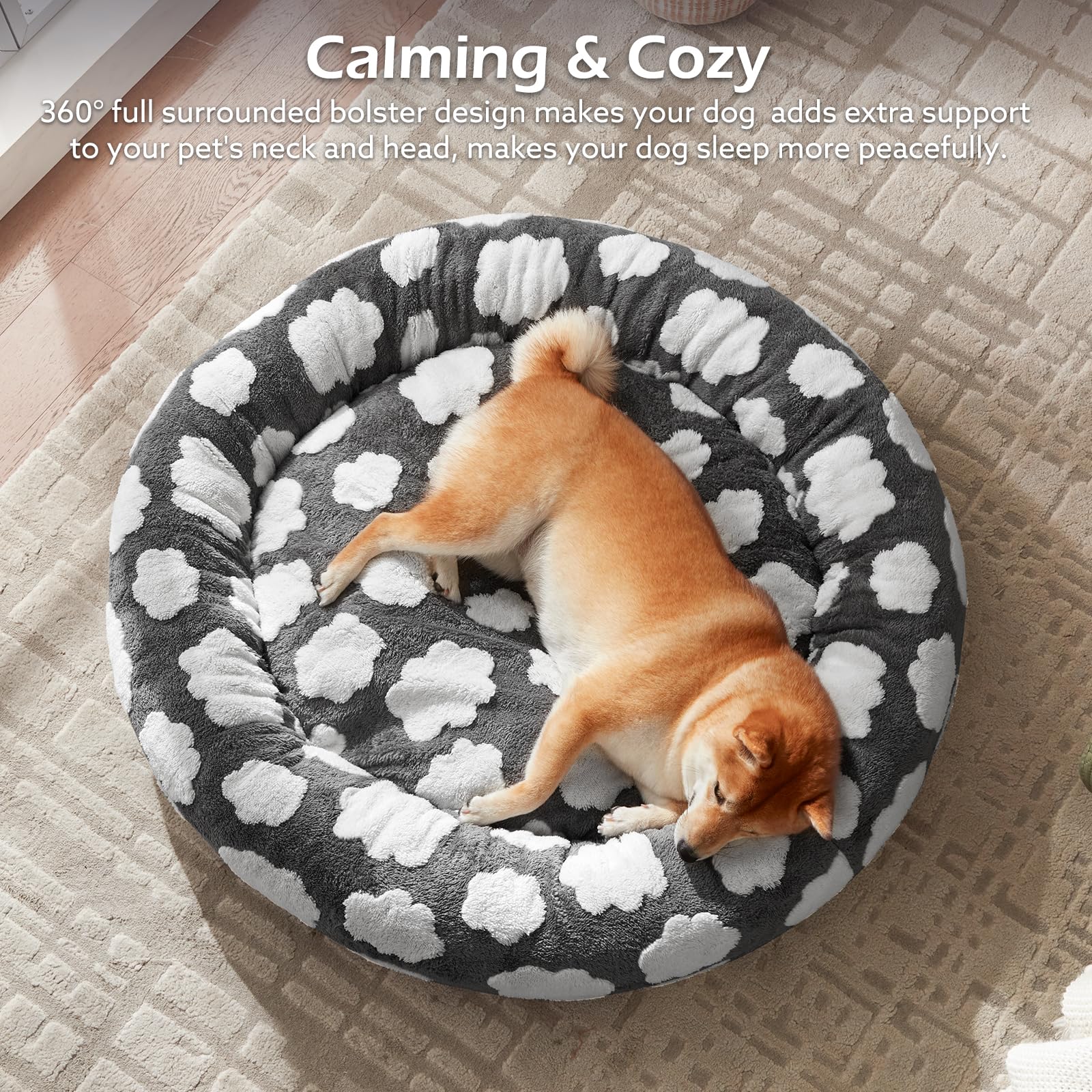 JOEJOY quatre-tailles-lit-chien s'adapte a toutes les tailles.