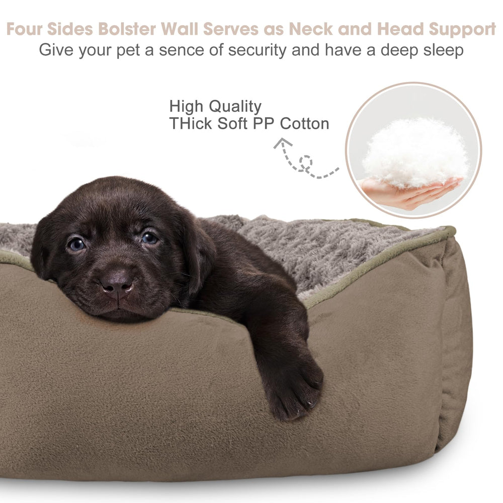 JOEJOY canape rectangulaire pour chien moyen brun foncé, détente et bien-être.