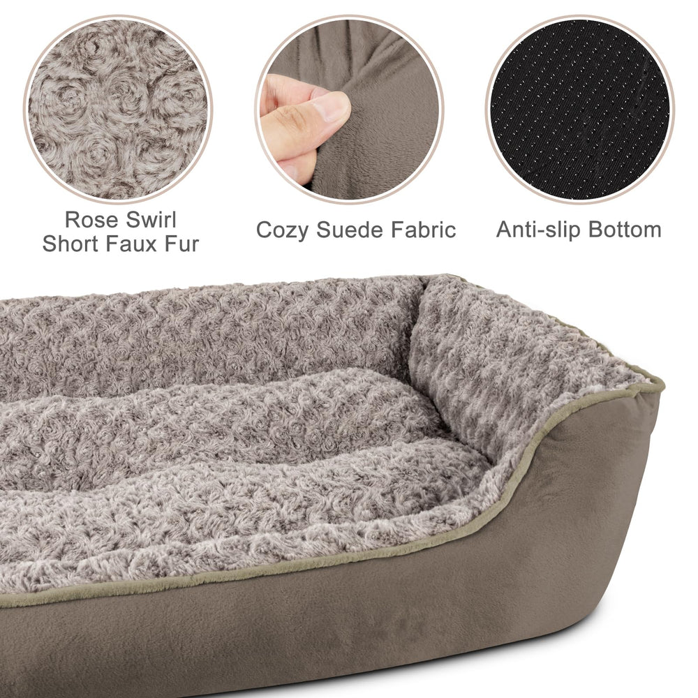 JOEJOY canape rectangulaire pour petit chien brun foncé, repos confortable.