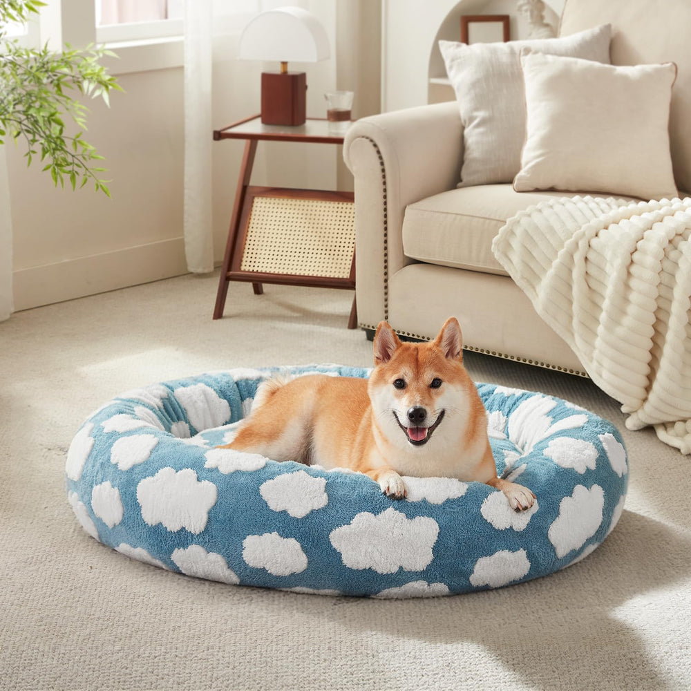 JOEJOY lit donut remplissage peluche jacquard, douceur et maintien de la forme