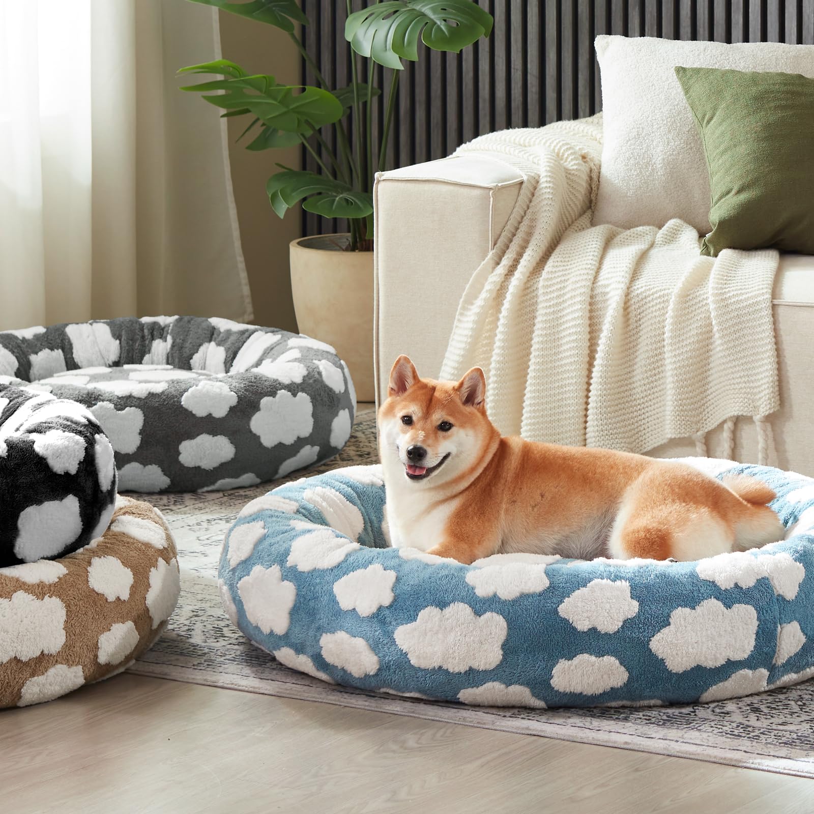 JOEJOY lit donut tissu peluche jacquard, texture confortable et durable