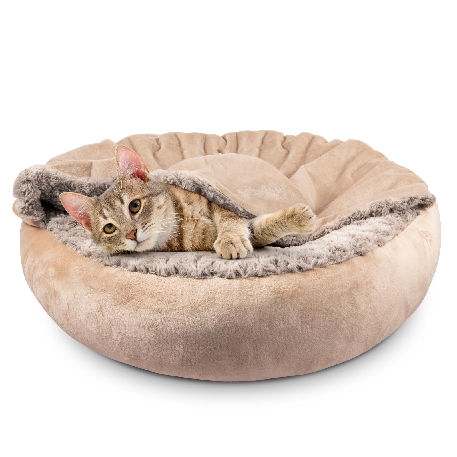 JOEJOY lit donut capuche: cocon douillet pour chats et petits chiens.
