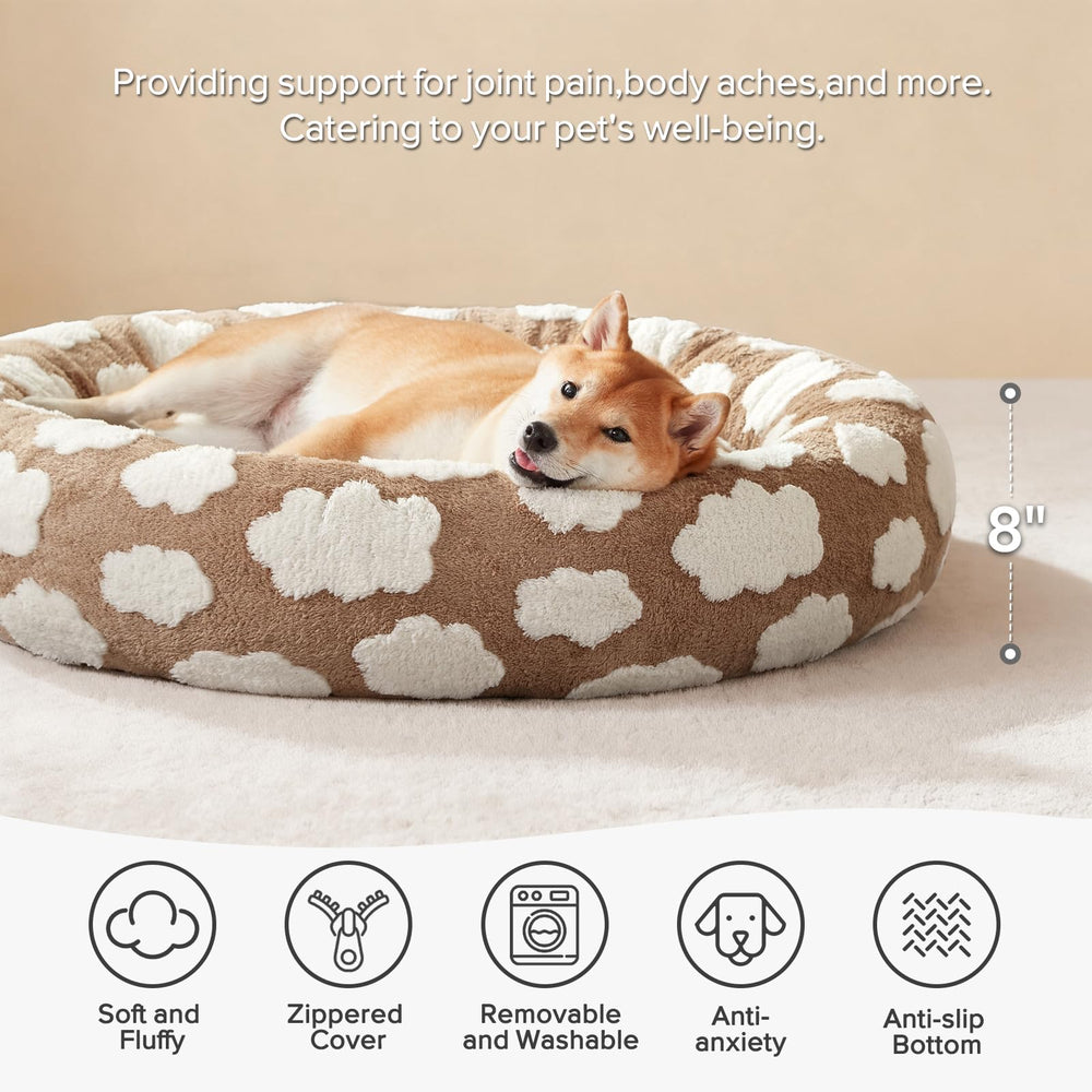 JOEJOY motif-nuages-lit-donuts, design élégant qui égaye l'espace chien.