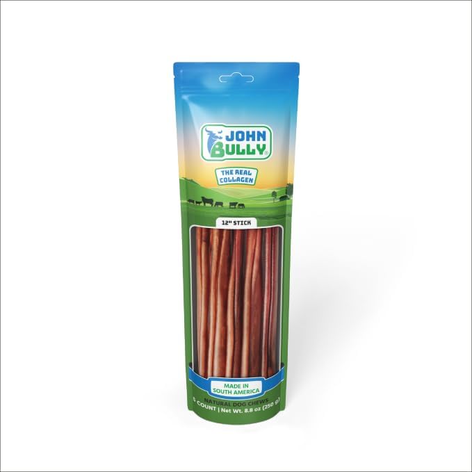 JOHN BULLY Collagen Stick 12 inch 5pk : portion facile pour récompenser votre chien.