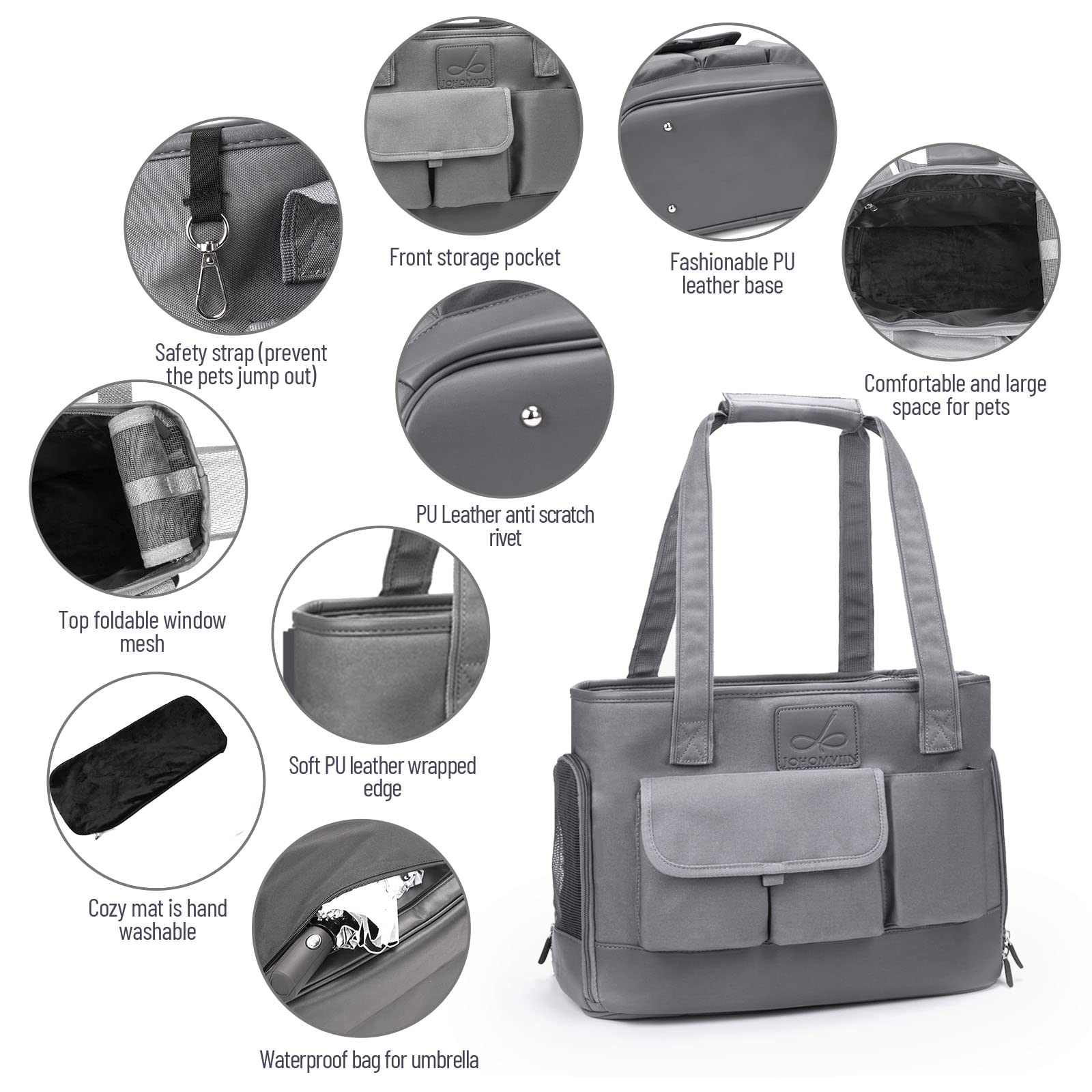 Johomviin poches-interieures-exterieures, rangement pratique pour accessoires.