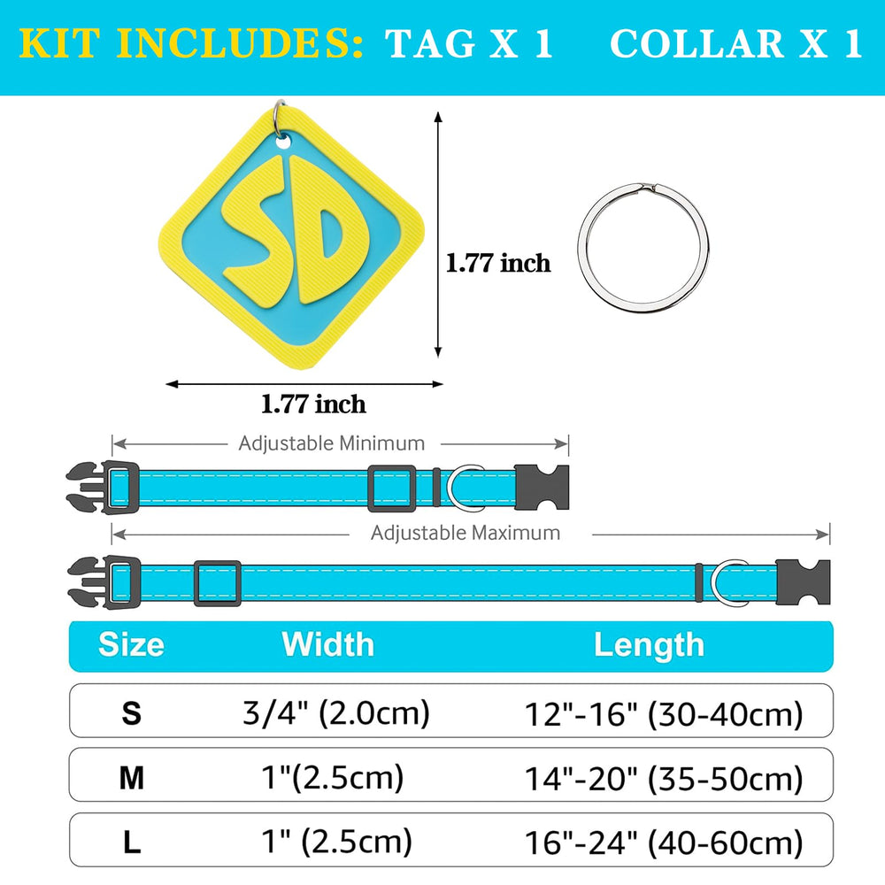 Étiquettes SD Joioda sur collier, faciles à attacher.