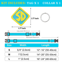 Étiquettes SD Joioda sur collier, faciles à attacher.