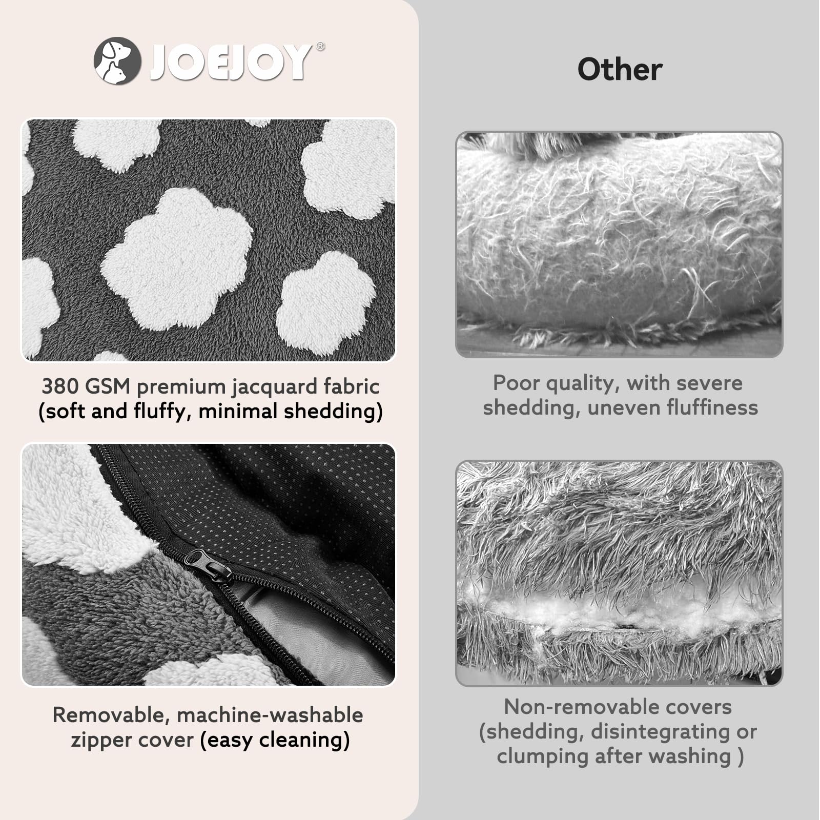 JOEJOY lit chien avec couverture amovible zippée, lavage facile rapide