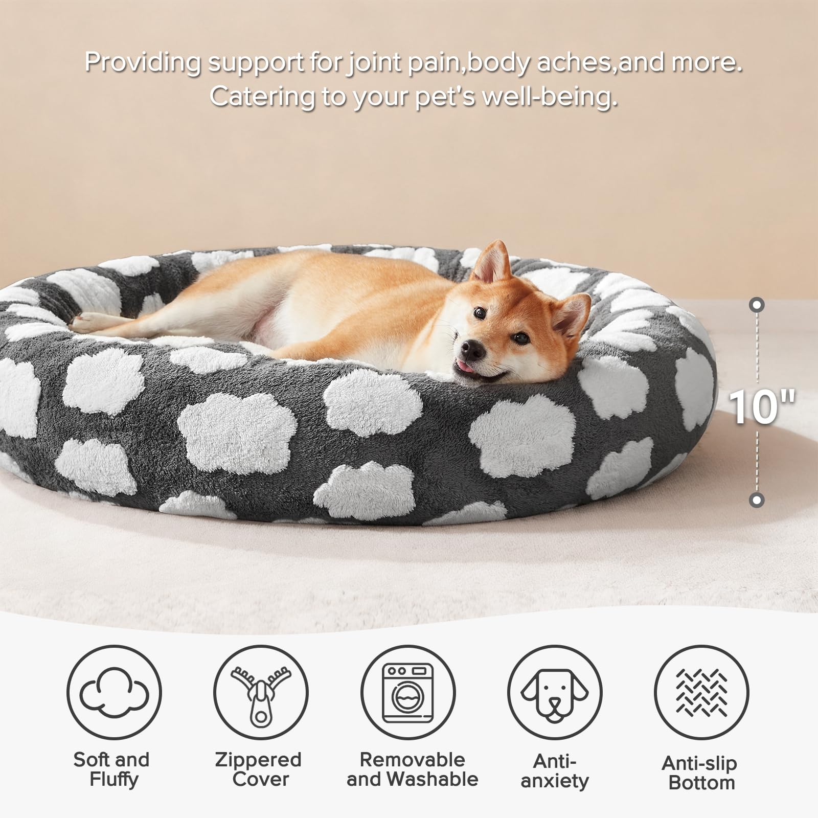 JOEJOY lit chien base antidérapante pour stabilité sur le sol