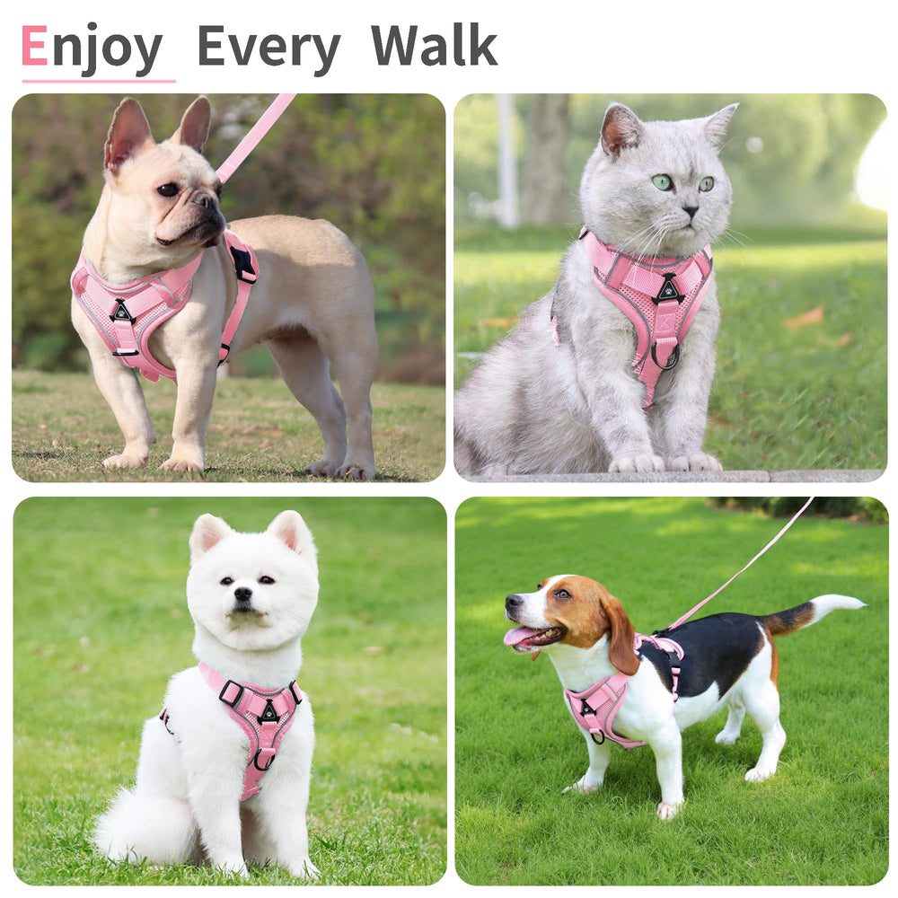 Harnais Jolifield rose pour petit chien, design confortable et ajustable.