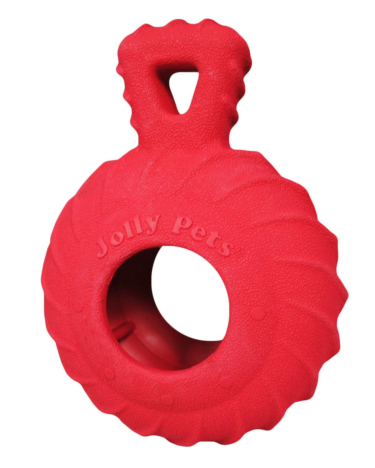Jolly Pets Tuff Treader rouge de 6 pouces prêt pour des jeux robustes.