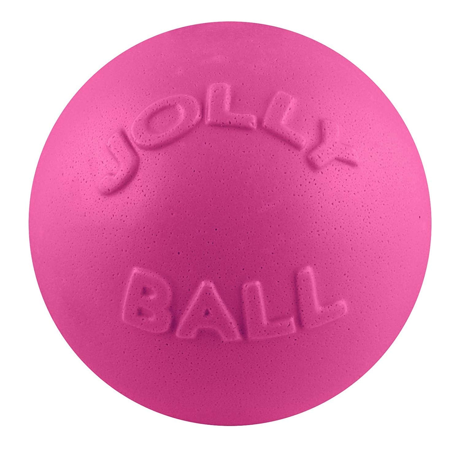Balle Bounce-N-Play de Jolly Pets rose en action pour chien actif et joueur.