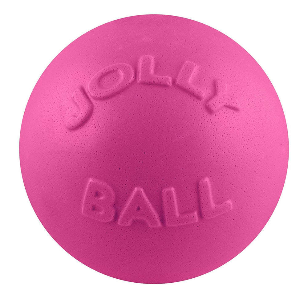 Balle Bounce-N-Play de Jolly Pets rose en action pour chien actif et joueur.