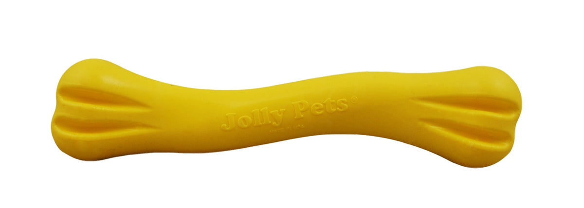 Jolly Pets Jolly Bone petit jaune, prise en main facile, idéal pour petits chiens.