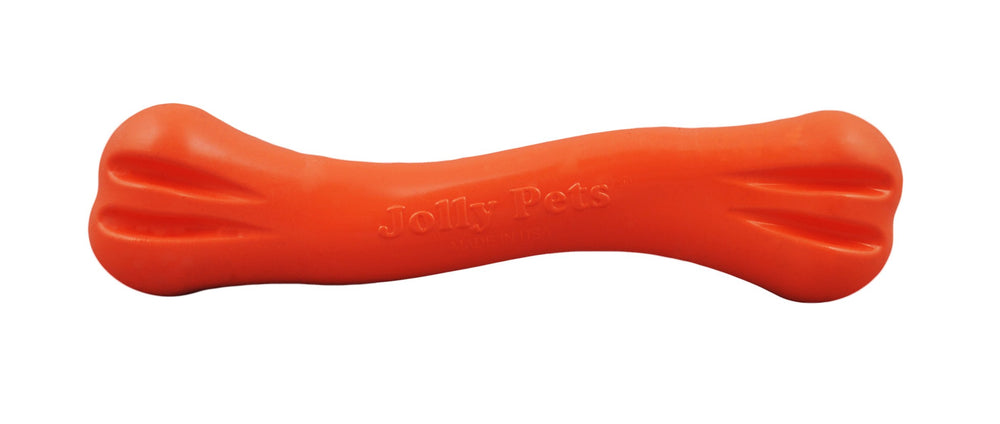 Jolly Pets Os Flex-N-Chew Grand Orange, prise parfaite pour le lancer et mâcher.