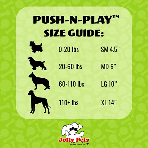 Jolly Pets Push-N-Play, balle durable fabriquée aux États‑Unis, résiste aux jeux énergiques.