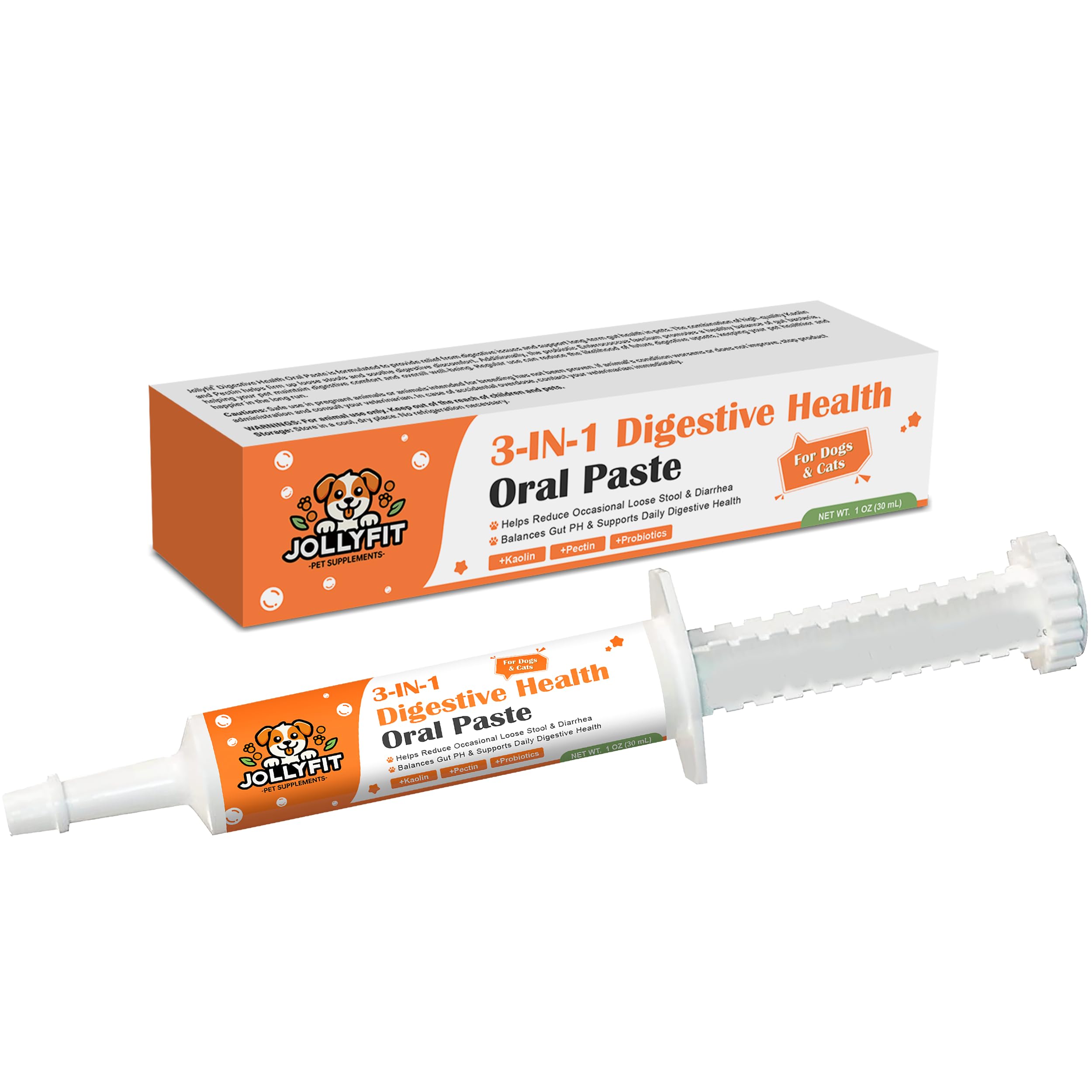 Pâte antidiarrhéique Jollyfit pour chien et chat, soutien digestif potentiel.