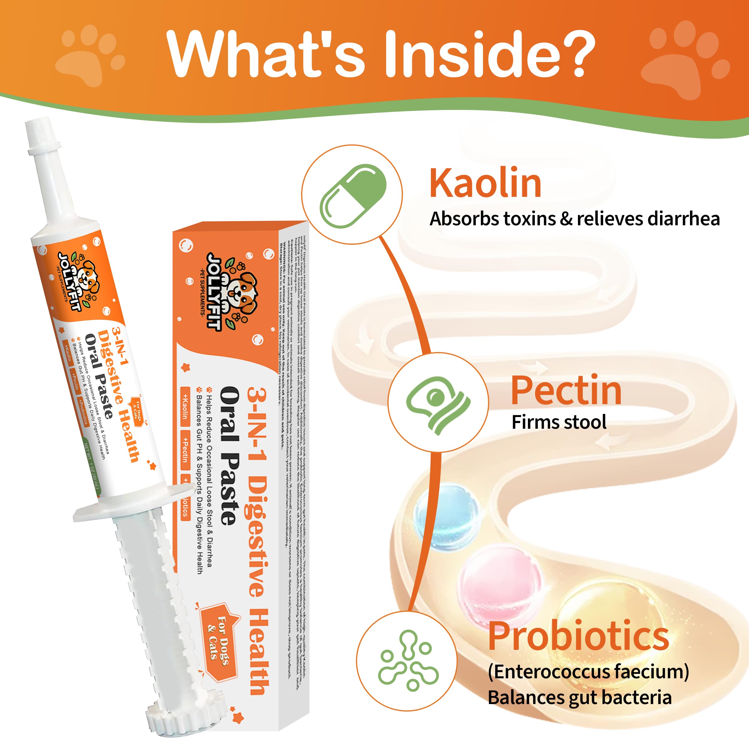 Pâte Kaolin Pectine Probiotique Jollyfit, texture lisse facilitant l’administration.