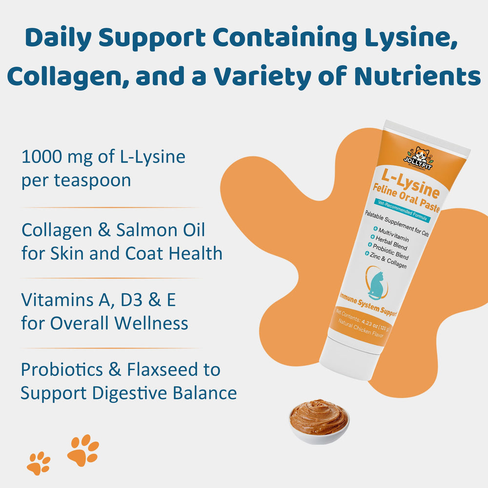 Texture crémeuse Jollyfit Lysine chat facilite le dosage et l'acceptation par les félins.